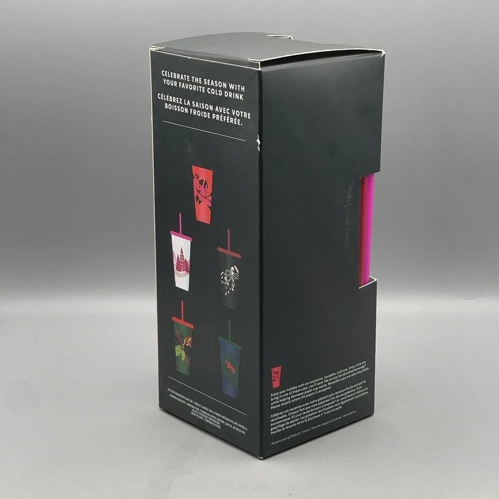 Starbucks Cold Cup 24oz Set Reusable 5 Pack with Straws Lids 2021 Holiday